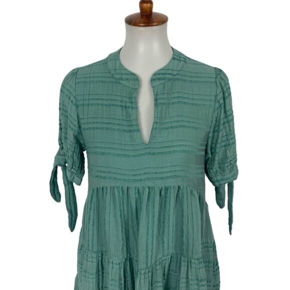 &Merci Women’s Dress Small Blue Boho Short Sleeve Flowy Summer Casual - Picture 2 of 6